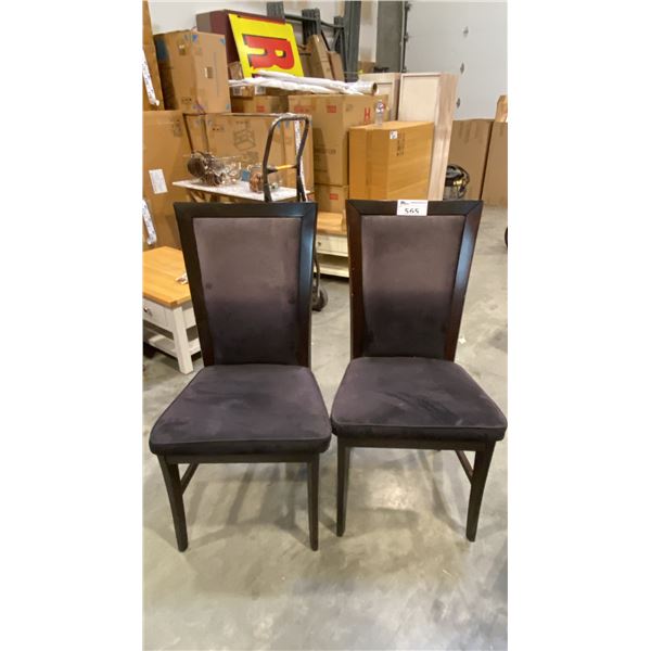 GROUP OF 6 BLACK VELVET PADDED DINING CHAIRS *SOME DENTS, SCRATCHES & FADING*