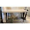 Image 1 : WHITE WITH BACK IRON LEGS WRITING DESK APPROX 48" X 20"