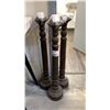 Image 1 : 3 WOODEN PILLAR CANDLE STICKS *ONE HAS CRACK ON BASE*