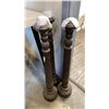 Image 2 : 3 WOODEN PILLAR CANDLE STICKS *ONE HAS CRACK ON BASE*