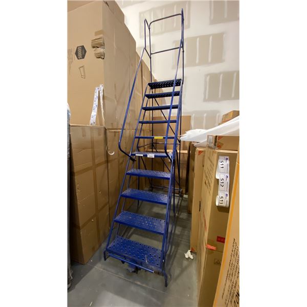 BLUE METAL WAREHOUSE STAIRS APPROX 11.5' H