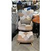 Image 1 : BEIGE PATTERN ARM CHAIR WITH OTTOMAN