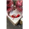 Image 3 : CONCRETE PENDANT LAMP, 2 LARGE RED CHRISTMAS ORBS AND MIRRORED FLOOR VASE (MINOR CRACK)