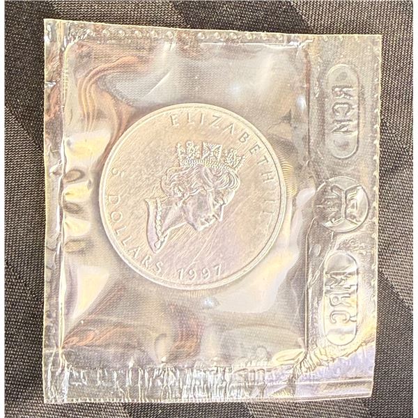 CANADIAN MAPLE LEAF 1 TROY OUNCE OF .9999 FINE SILVER $5 SILVER COIN - 1997; BRILLIANT UNCIRCULATED