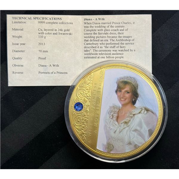 COMMEMORATIVE 24K GOLD LAYERED MEDAL, COLORIZED AND WITH SWAROVSKI CRYSTAL - PROOF