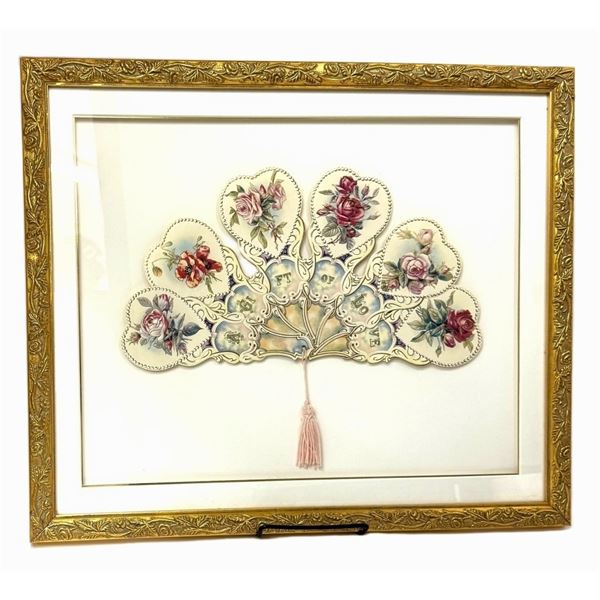 Victorian "A Gift of Love" Die-Cut Lover's Fan