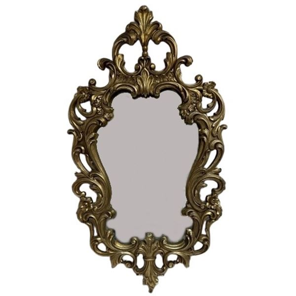Ornate Gold-Toned Rococo-Style Wooden Mirror