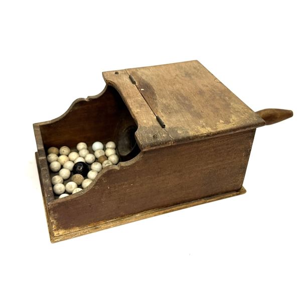 Antique Wooden Black Ball Ballot Box