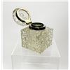 Image 3 : Monogrammed Cut Crystal & Sterling Silver Inkwell