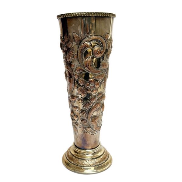 Victorian Silver-Plated Repousse Trumpet Vase