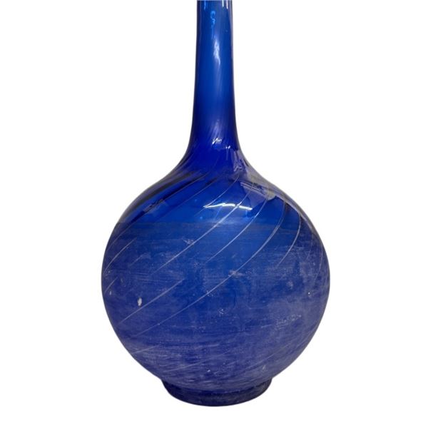 Cenedese Signed Blue Murano Swirl Glass Vase