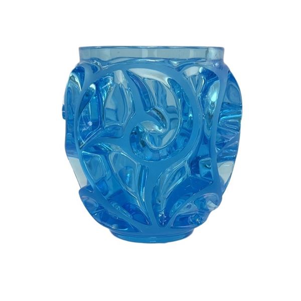 Lalique Crystal Tourbillons Blue Vase