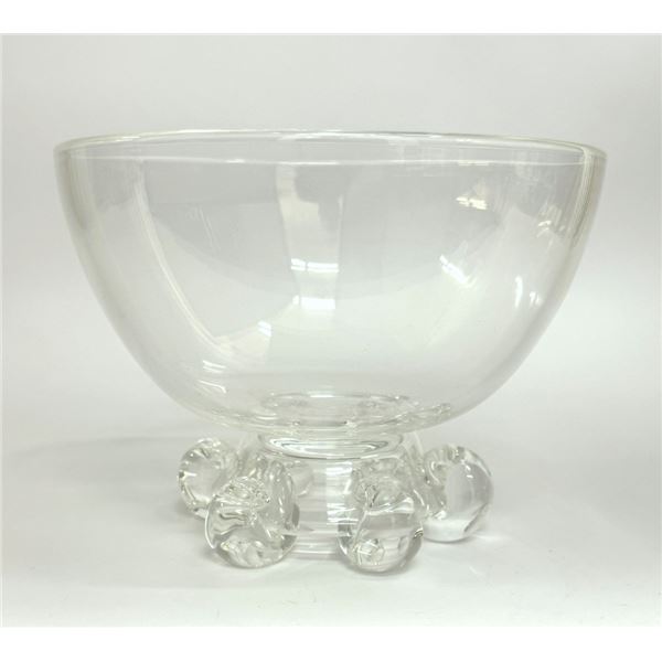 Steuben Signed Crystal Glass Ball-Footed Bowl