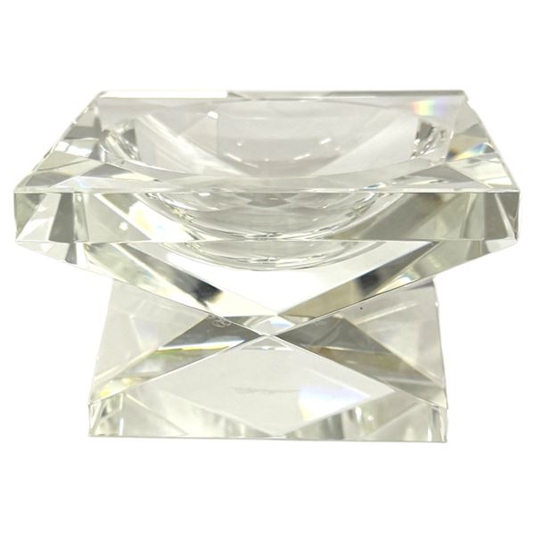 Oleg Cassini Signed Crystal Pillar Candle Holder