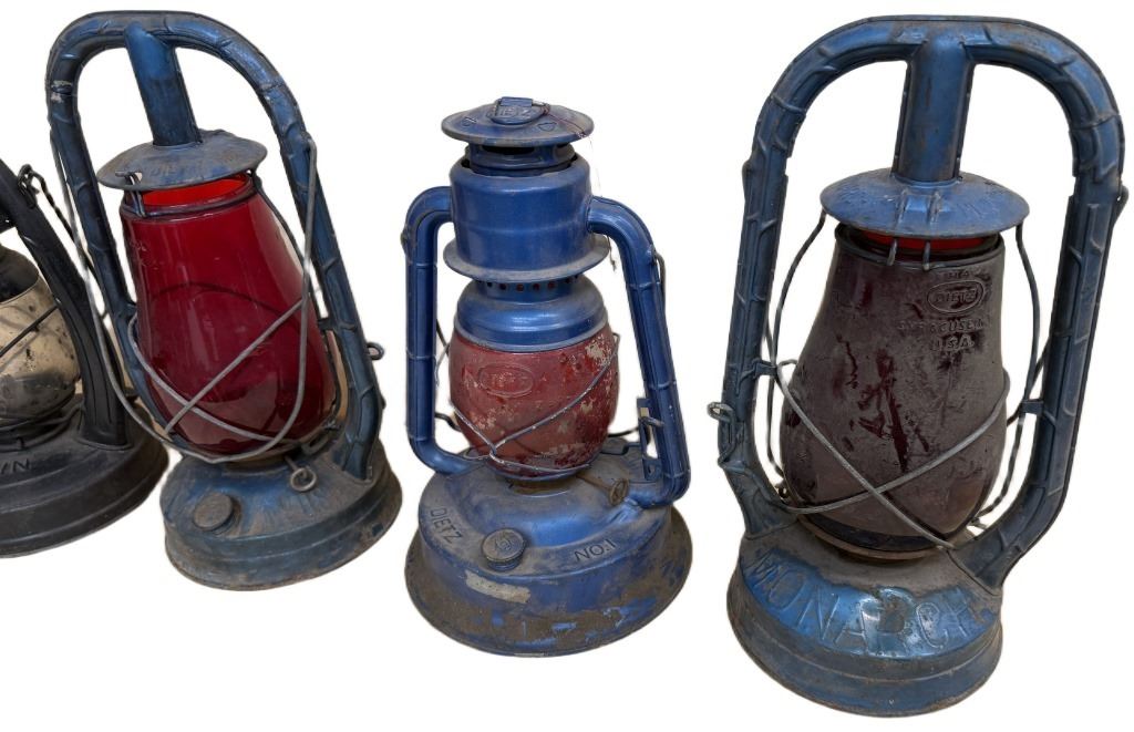 1950s Dietz Monarch Elgen Globe Glass Lanterns
