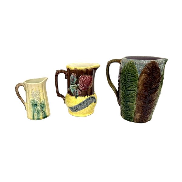 19th Century Victorian English Majolica Pitchers