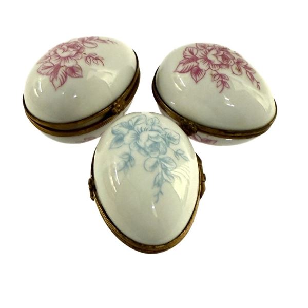 Porcelaine de Paris Limoges Egg Trinket Boxes
