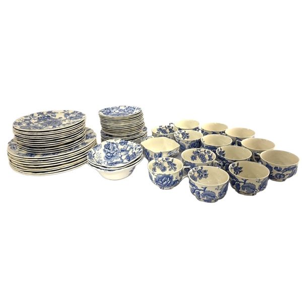 English Chippendale Blue Johnson Bros China Set
