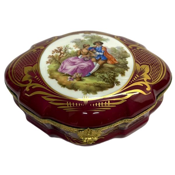 Large Limoges Fragonard Courtship Porcelain Box