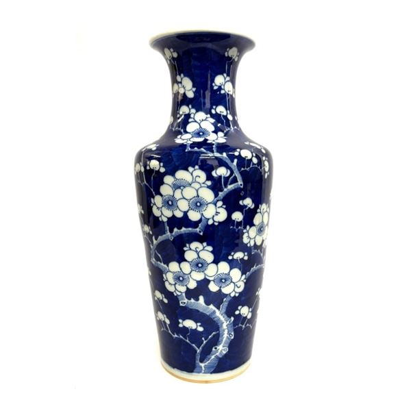 Qing Prunus Blossom Blue & White Porcelain Vase