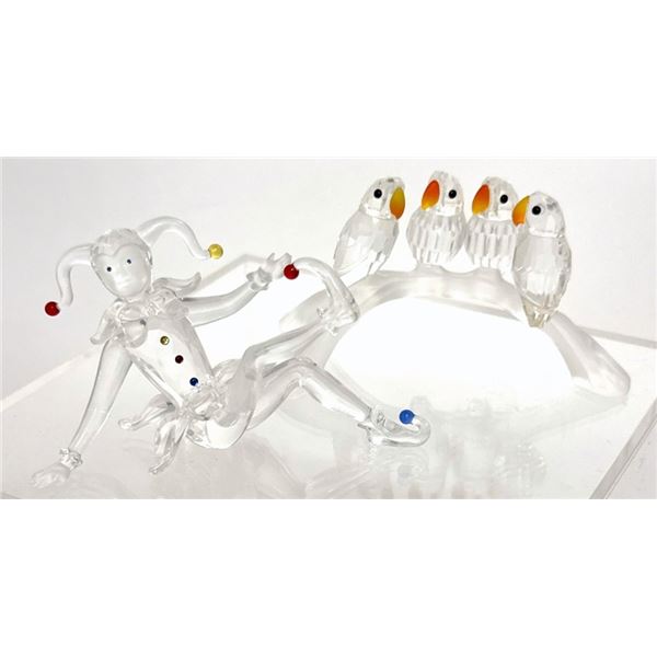 Swarovski "Baby Lovebirds" & Jester Figurines