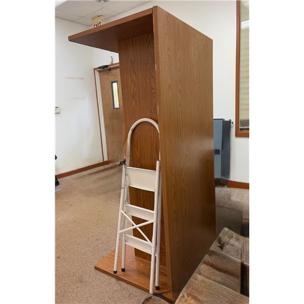 Wooden Desk w/ Step Ladder (drawers removed for easy loading)