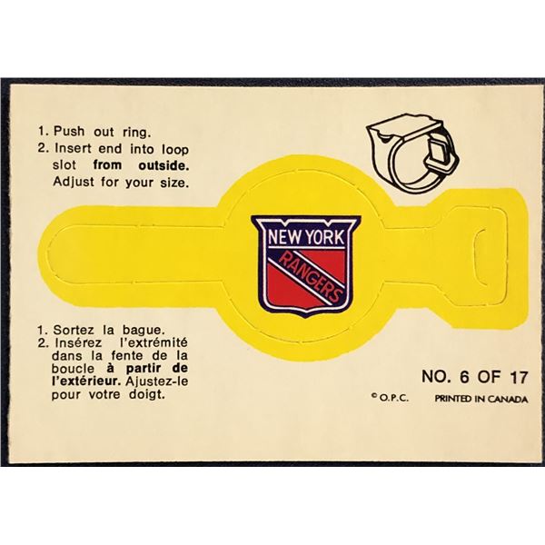 1973-74 O-PEE-CHEE INSERT RING - NEW YORK RANGERS