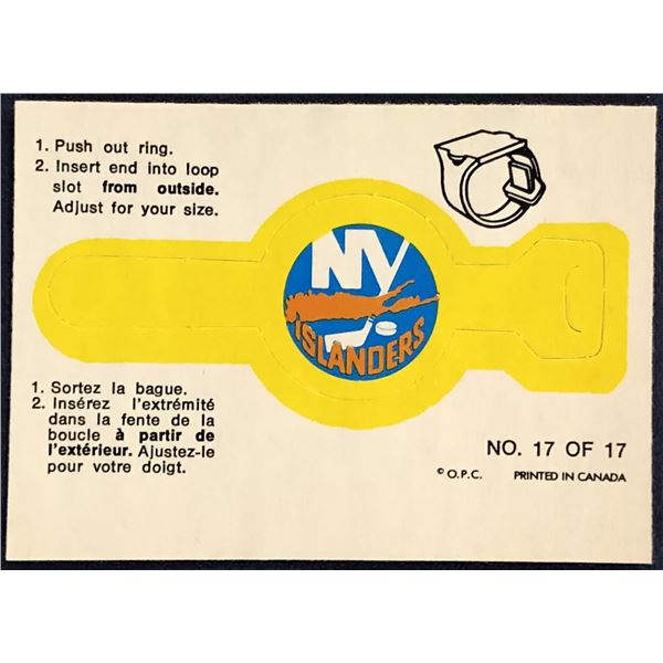 1973-74 O-PEE-CHEE INSERT RING - NEW YORK ISLANDERS