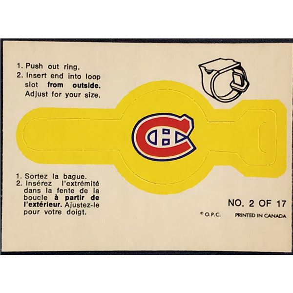 1973-74 O-PEE-CHEE INSERT RING - MONTREAL CANADIENS