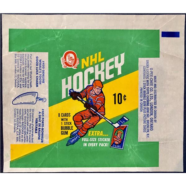 1970-71 O-PEE-CHEE NHL HOCKEY WRAPPER