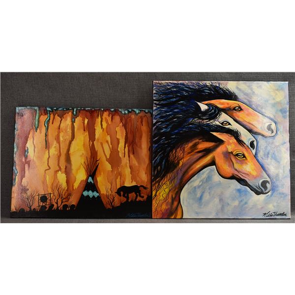 TWO ORIGINAL PAINTING (KATHY KILLSTHUNDER)