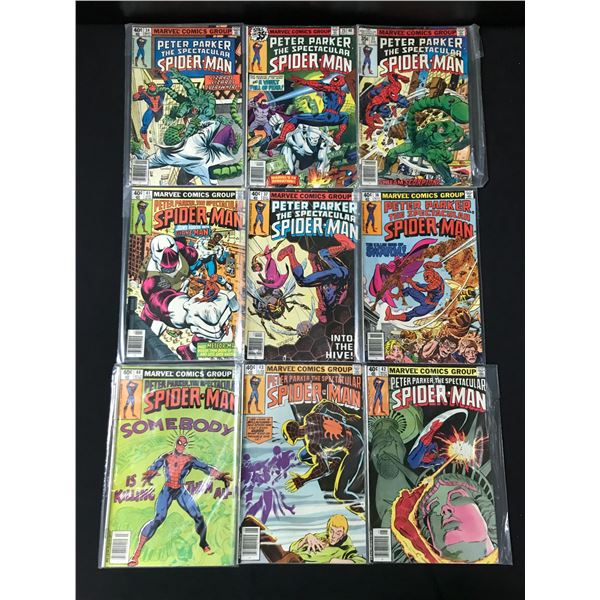 LOT OF 9 PETER PARKER THE SPECTACULAR SPIDERMAN COMICS - MARVEL COMICS