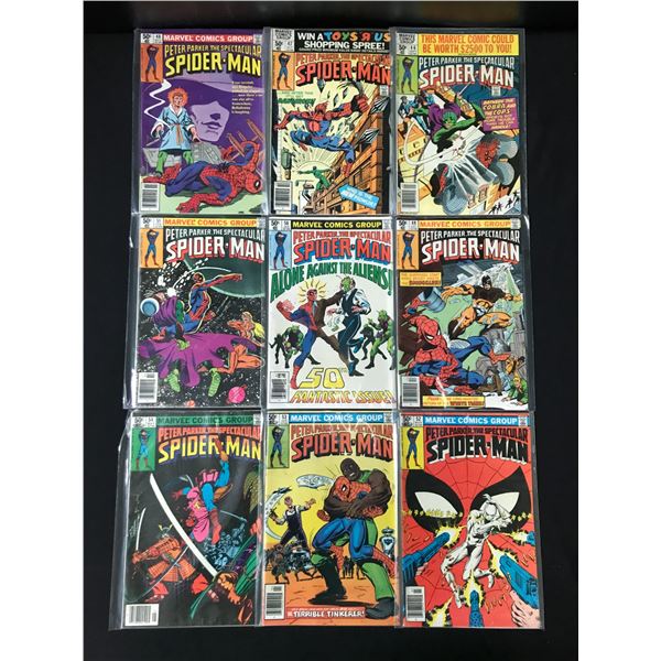 LOT OF 9 PETER PARKER THE SPECTACULAR SPIDERMAN COMICS - MARVEL COMICS