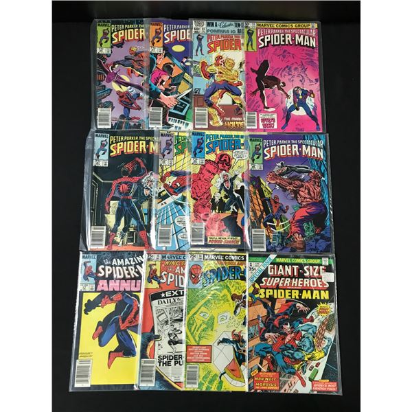 LOT OF 12 PETER PARKER THE SPECTACULAR SPIDERMAN COMICS - MARVEL COMICS