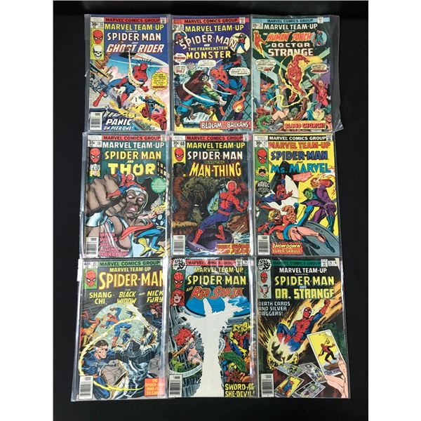 LOT OF 9 MARVEL TEAM UP COMICS FEATURING SPIDERMAN - MARVEL COMICS