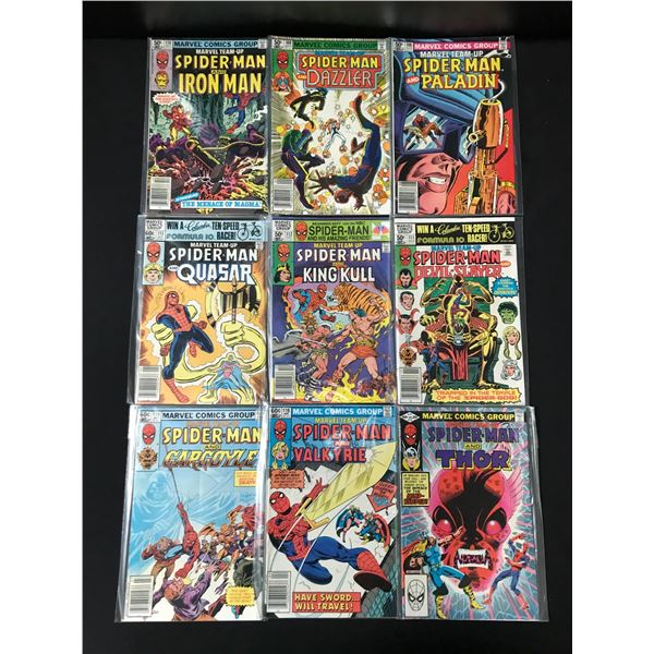 LOT OF 9 MARVEL TEAM UP COMICS FEATURING SPIDERMAN - MARVEL COMICS