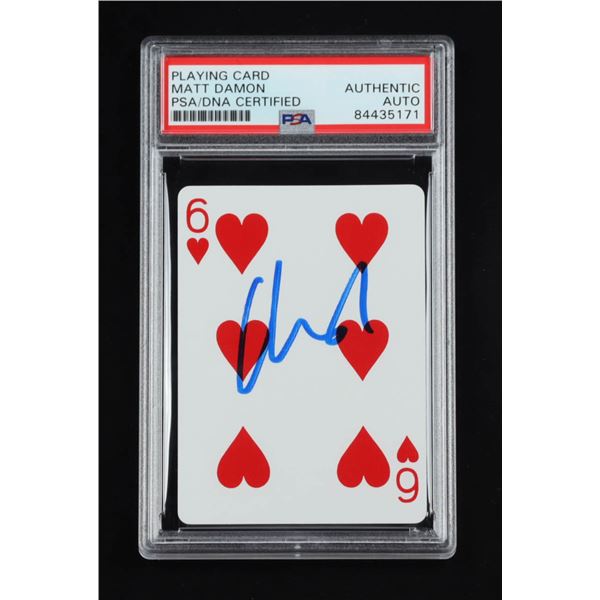 MATT DAMON SIGNED 6 HEARTS PLAYING CARD - PSA COA