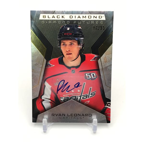 2025-26 BLACK DIAMOND RYAN LEONARD SIGNED BLACK DIAMON DIAMOND FUTURES HOCKEY TRADING CARD