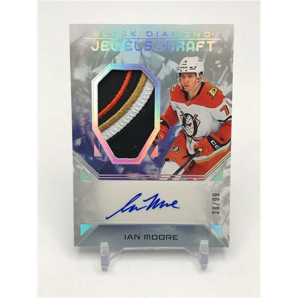 2025-26 UPPER DECK BLACK DIAMOND JEWELS OF THE DRAFT IAN MOORE SIGNED GEM PATCH CARD 38/99