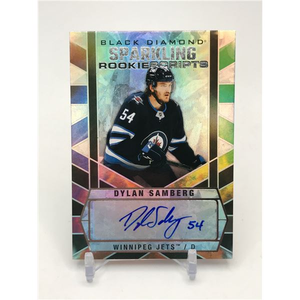 2022-23 UPPER DECK BLACK DIAMOND SPARKLING ROOKIE SCRIPTS DYLAN SAMBERG SIGNED TRADING CARD