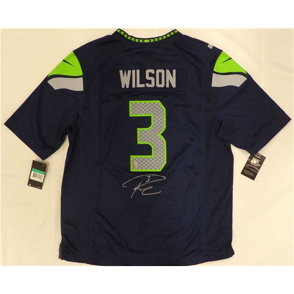 RUSSEL WILSON SIGNED SEATTLE SEAHAWKS FOOTBALL JERSEY - MCS COA