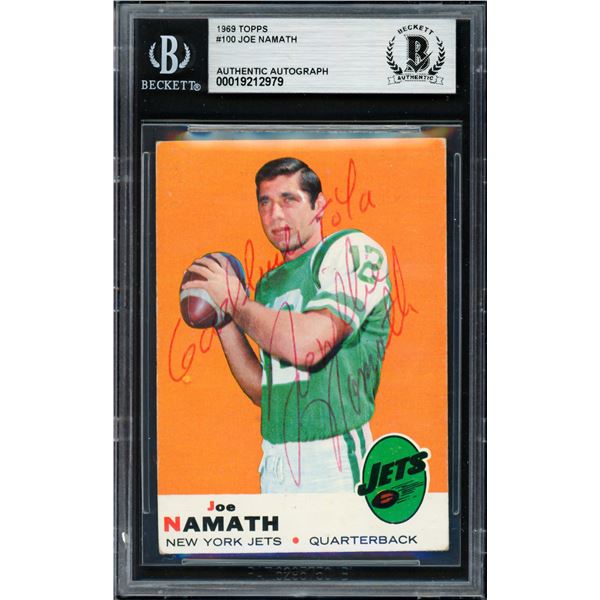 1969 TOPPS JOE NAMAYH SIGNED TRADING CARD - BECKETT COA