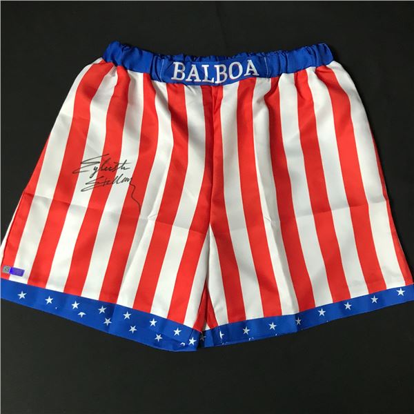 SYLVESTER STALLONE SIGNED ROCKY TRUNKS - CELEBRITY COA