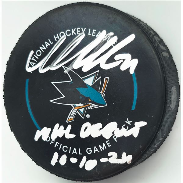MACKLIN CELEBRINI SIGNED SAN JOSE SHARKS PUCK (FANATICS COA)
