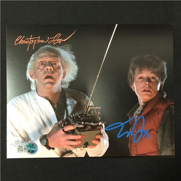 CHRISTOPHER LLOYD AND Michael J FOX DUAL SIGNED BACK TO THE FUTURE 8X10 - WWOC COA