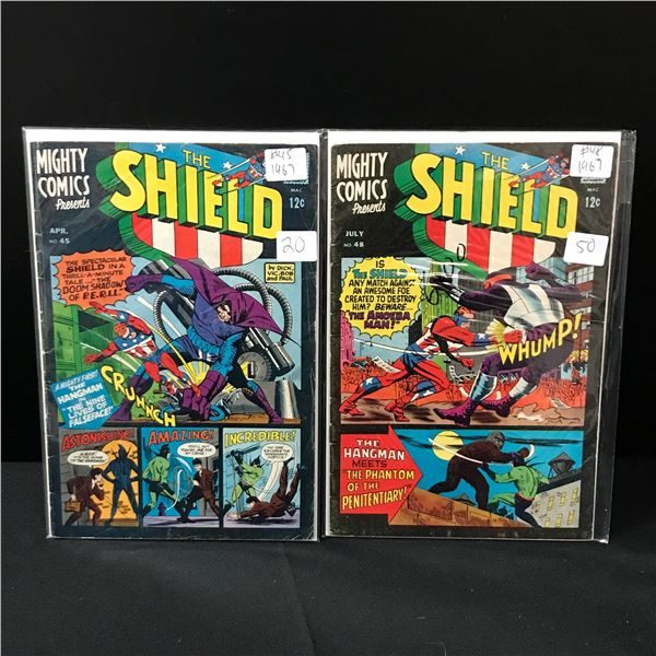 LOT OF 2 THE SHIELD COMICS #45 & #48 (1967) - MIGHTY COMICS