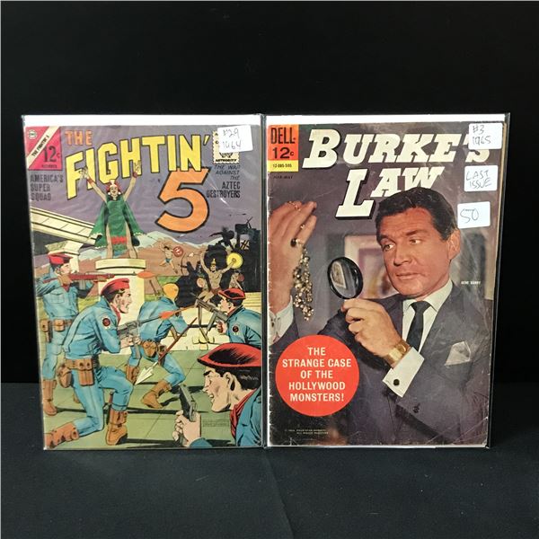 LOT OF 2 COMICS FROM THE 1960'S BURKE'S LAW #3 & THE FIGHTIN' FIVE #29