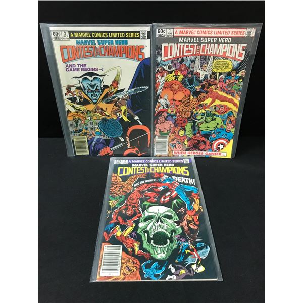 LOT OF 3 COMICS - MARVEL SUPER HEROES CONTEST OF SUPERHEROES  #1-3 - MARVEL COMICS