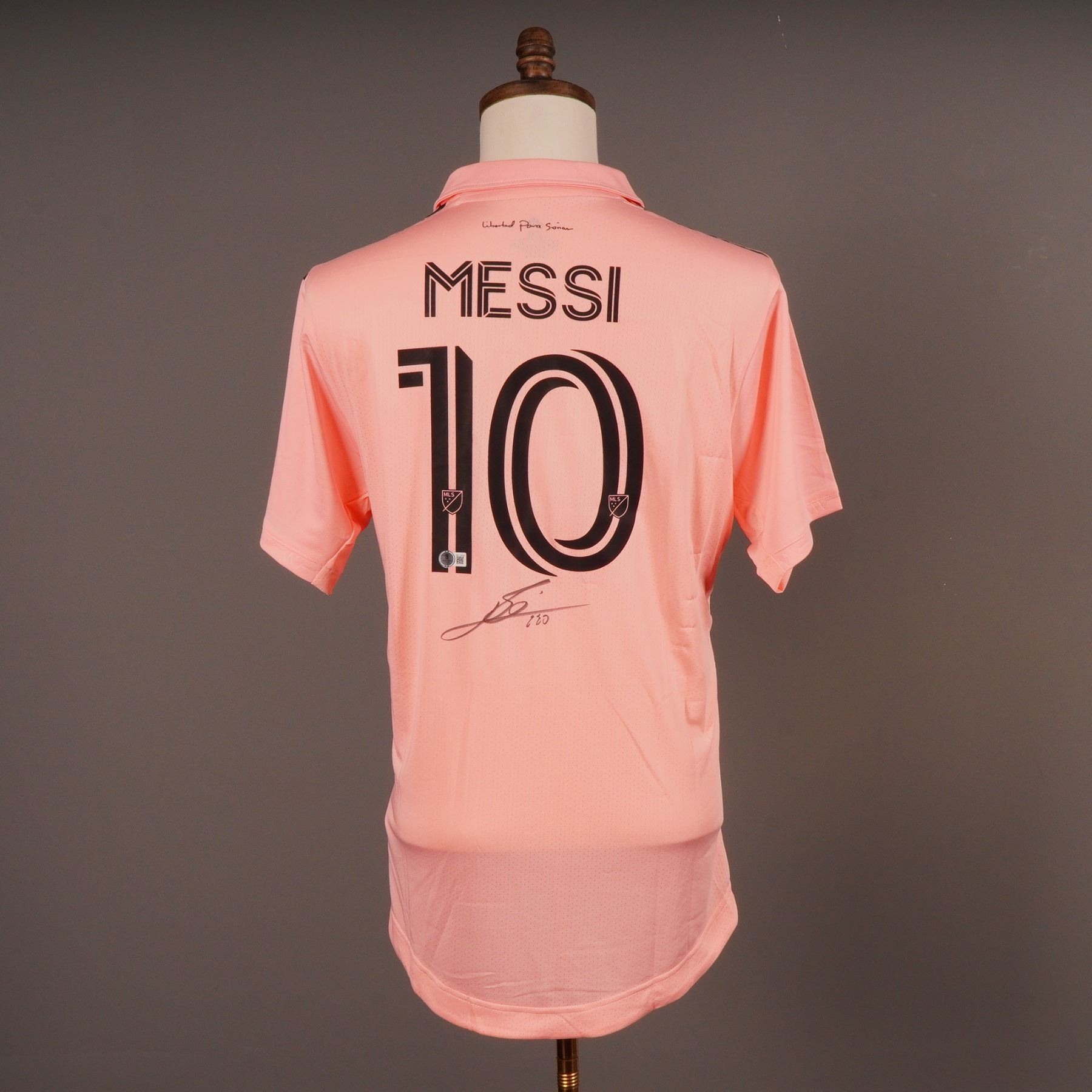 Pink Messi Jacket Lionel Messi Autographed Inter Miami CF Pink Adidas Jersey Inscribed Leo