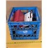 Image 1 : Blue milk crate with hardware